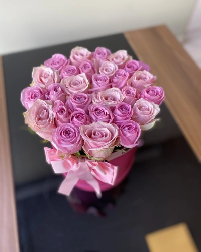 Pembe Fuşya Kutu Gül Aranjman