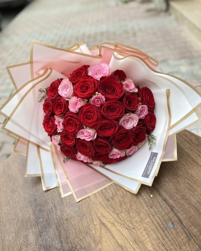 Kırmızı Pembe Gül Buketi
