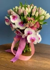 Tulip Bouquet with White Lilac Orchids
