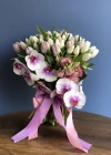 Tulip Bouquet with White Lilac Orchids