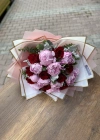 Red Rose Bouquet with Pink Peonies