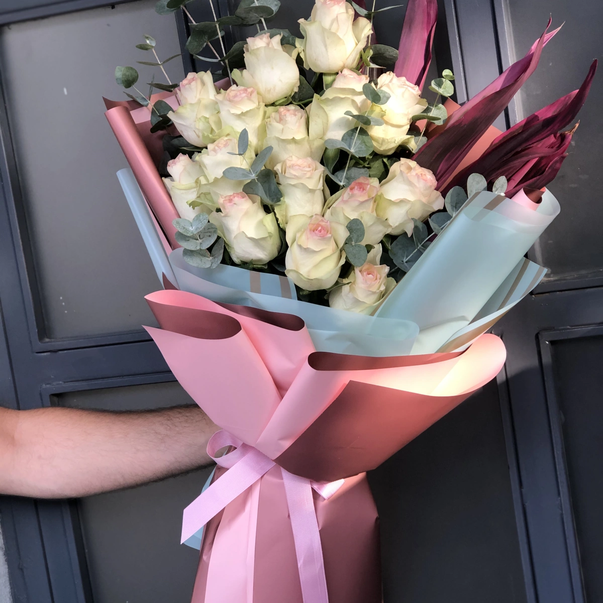Pembe Beyaz Gül Buketi