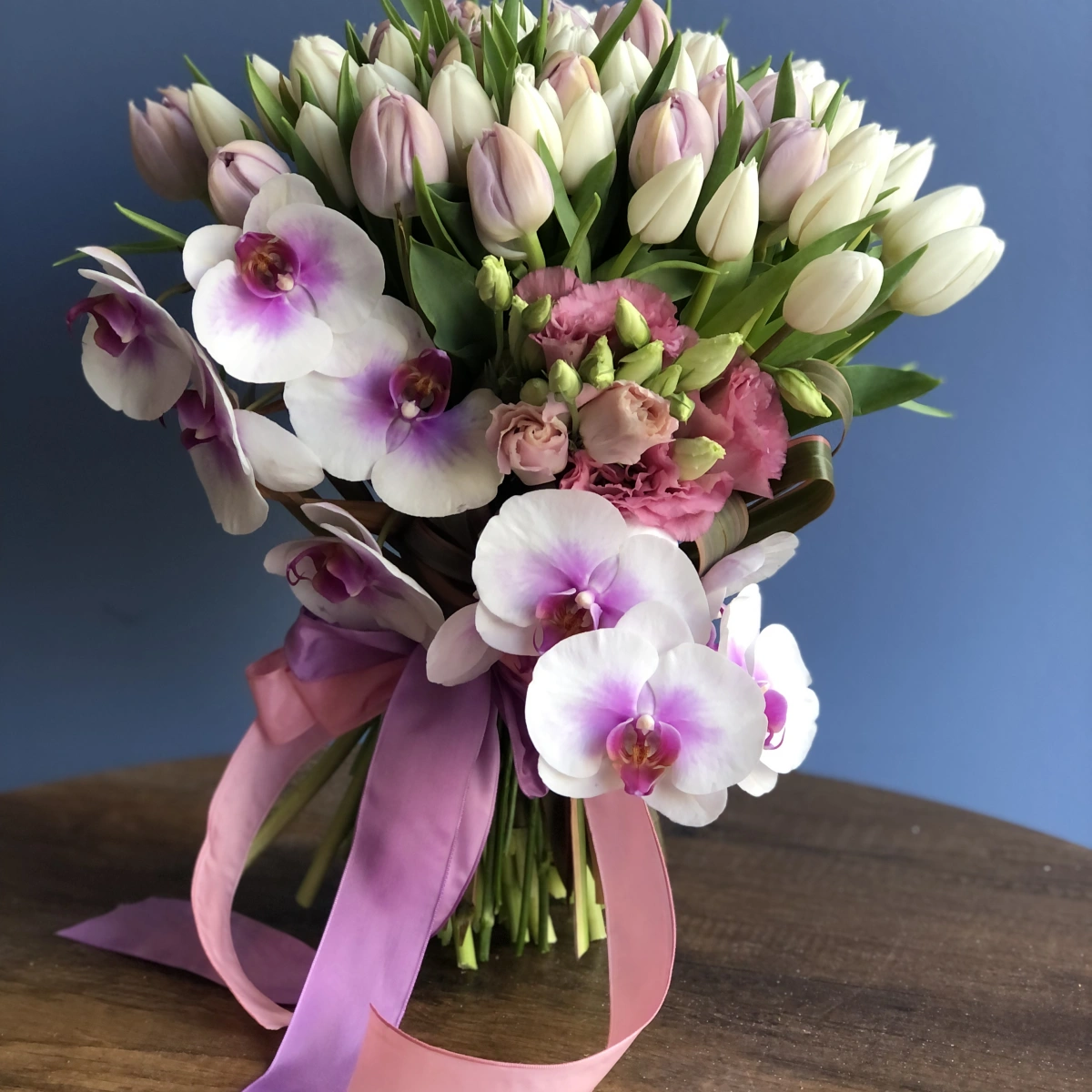 White Lilac Orchid Tulip Bouquet