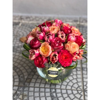 Rose Tulip Arrangement in a Vase
