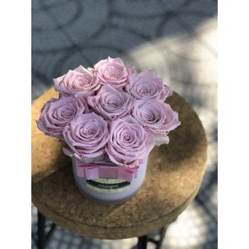 Pink Shocked Rose in White Glass Vase