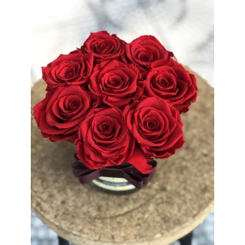 Red Shocked Rose in Glass Vase