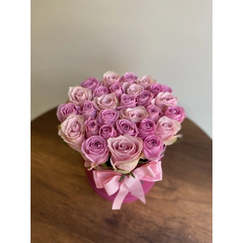 Pembe Fuşya Kutu Gül Aranjman