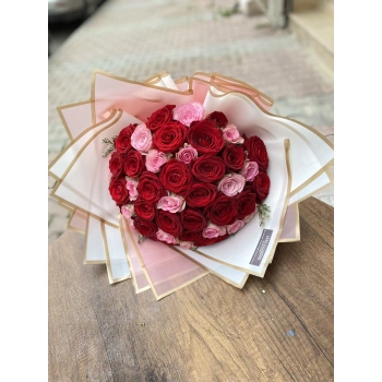 Kırmızı Pembe Gül Buketi