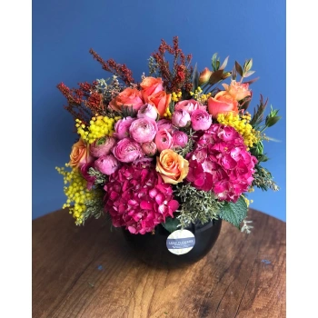 Pink Yellow Seasonal Arrangement