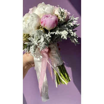 Pink White Peony Bridal Bouquet