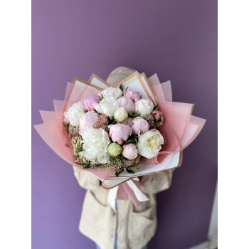 Pink White Fragrant Peony Bouquet