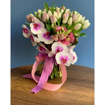 White Lilac Orchid Tulip Bouquet