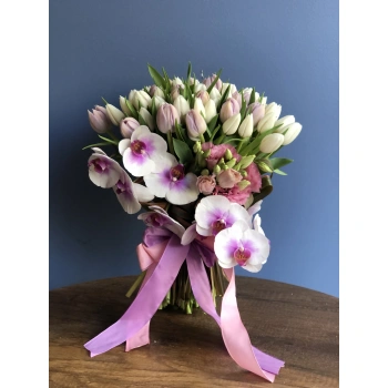 White Lilac Orchid Tulip Bouquet