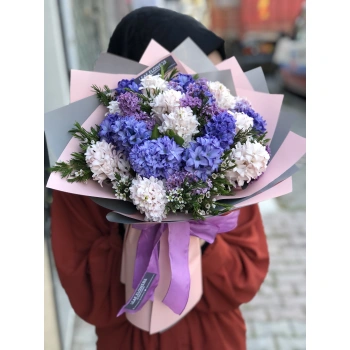 Pembe Mor Sümbül Buketi