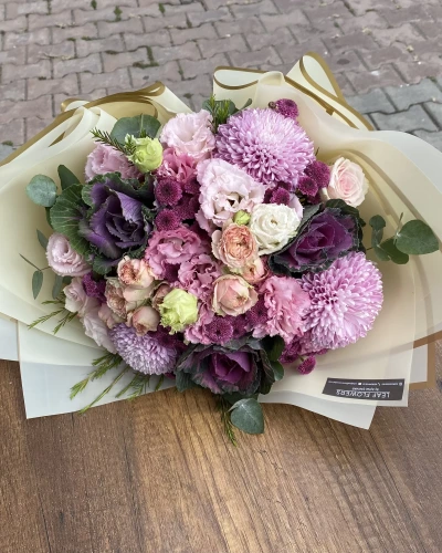 Lila Pembe Mevsim Buketi