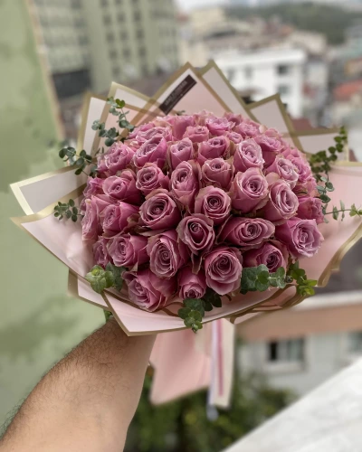 Koyu Pembe Gül Buketi