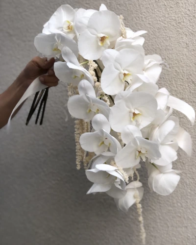 Beyaz Orkide Gelin Buketi