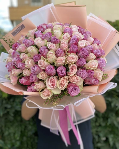 Pembe Lila Gül Buketi