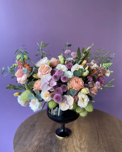 Aranjman Renkli Siyah Kadeh