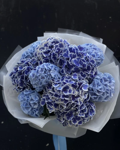 Mavi Beyaz Ortanca Buketi