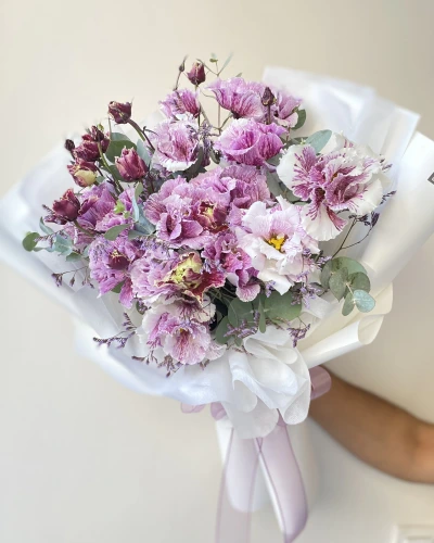 Purple White Lisianthus Bouquet