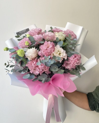 Pembe Katmerli Lisyantus Buketi