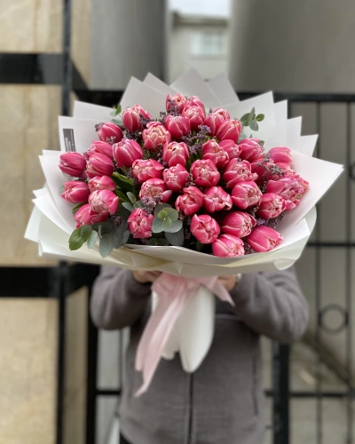 Pembe Lale Limonium Buket