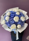 Mavi Ortanca Beyaz Şakayık Buketi