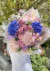 Mavi Ortancalı Pembeli Bahar Buketi