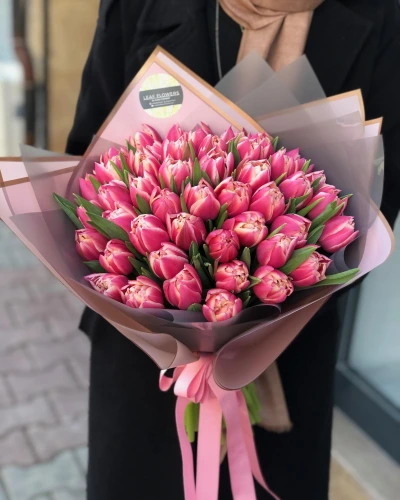 Pembe Lale Tasarım Buket