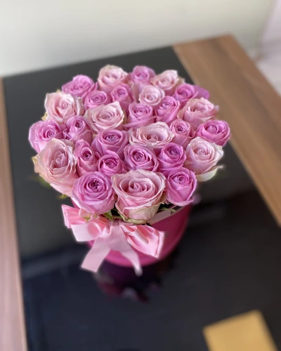 Pembe Fuşya Kutu Gül Aranjman