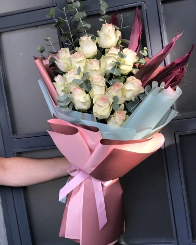 Pembe Beyaz Gül Buketi