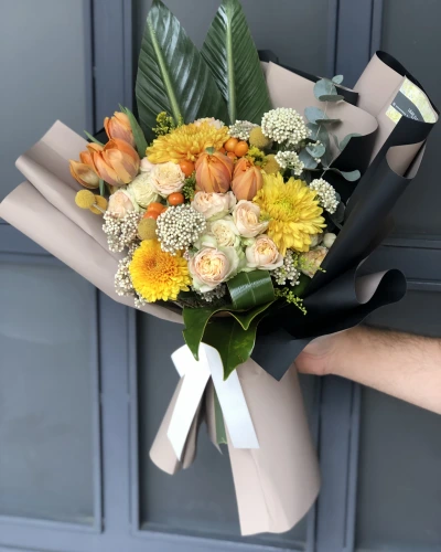 Turuncu Sarı Mevsim Buketi