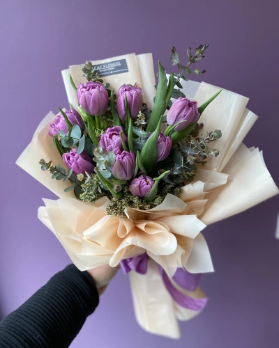 Lila Katmerli Lale Buketi