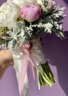 Pembe Beyaz Şakayık Gelin Buketi