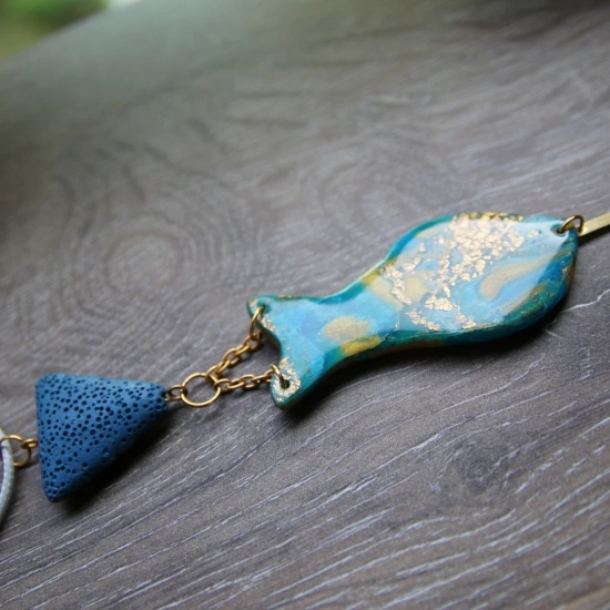 Deri İpli Polimer Kil Kolye