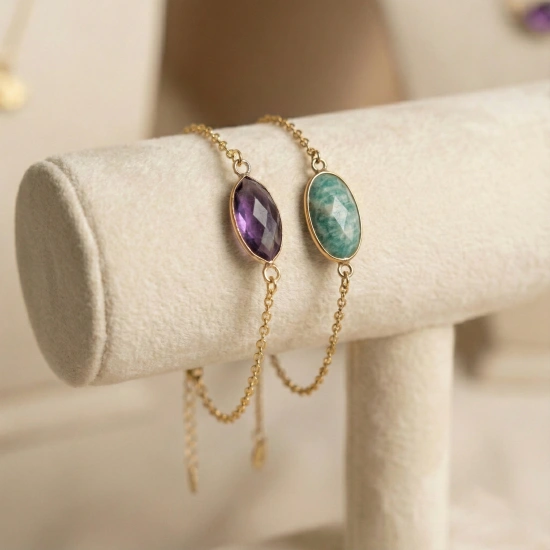 Doğal Taşlı Çelik Bileklik