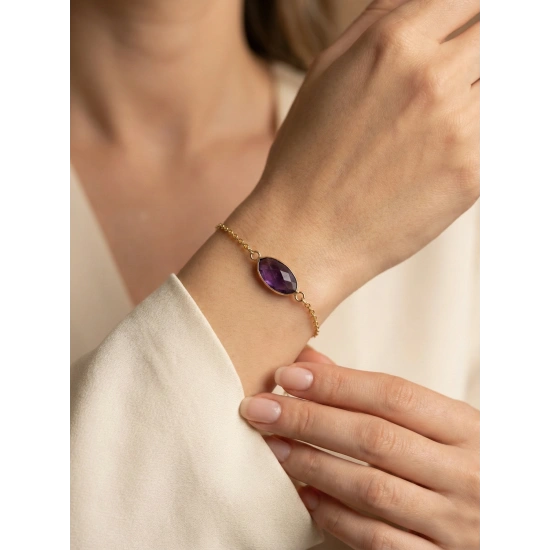 Doğal Taşlı Çelik Bileklik