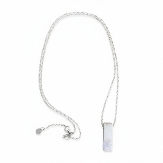 Doğal Taşlı Çelik Zincirli Kolye