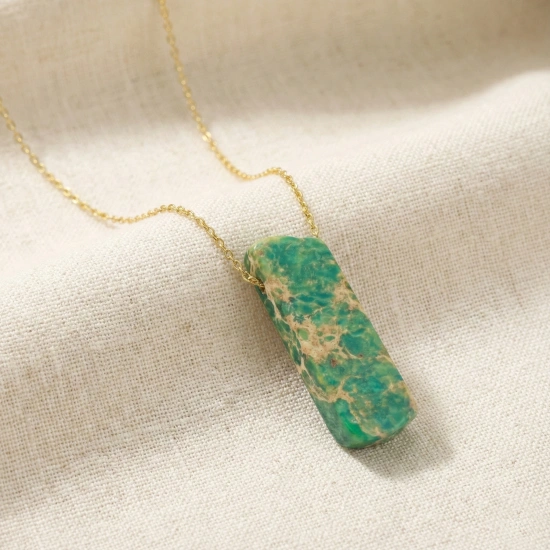 Doğal Taşlı Çelik Zincirli Kolye