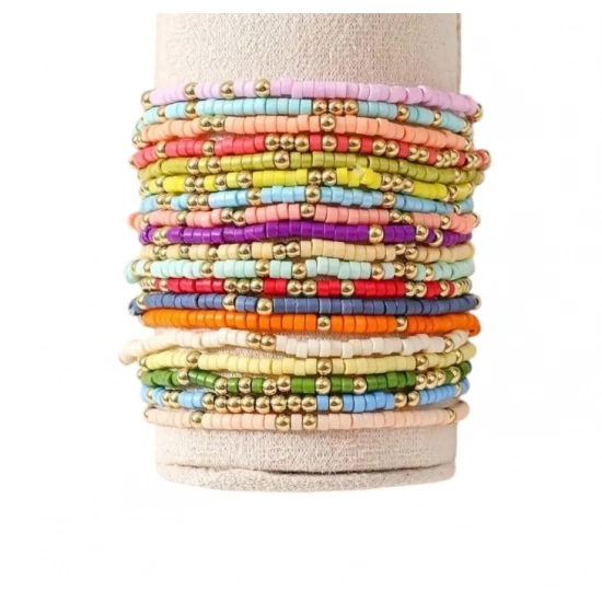 Kum Boncuk Lastikli Bileklik Seti