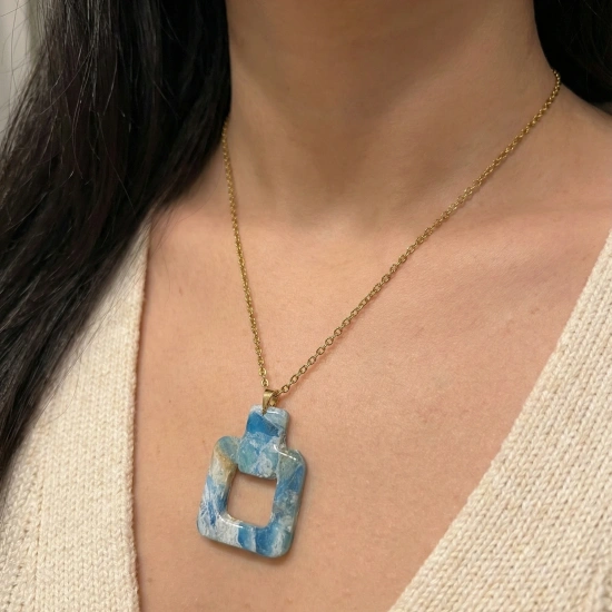 TIDE FRAME – Çelik Zincirli Polimer Kil Kolye