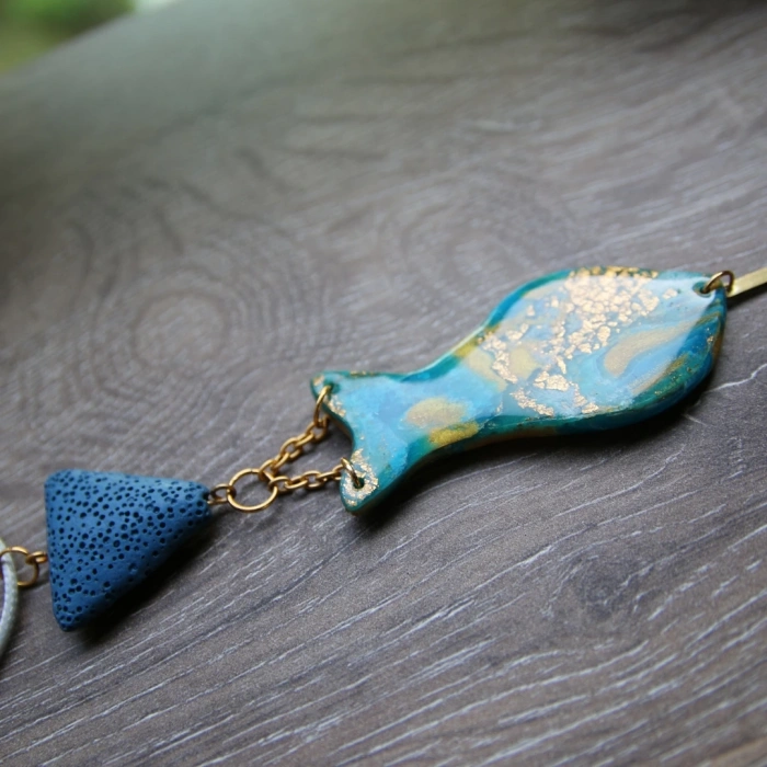 Deri İpli Polimer Kil Kolye