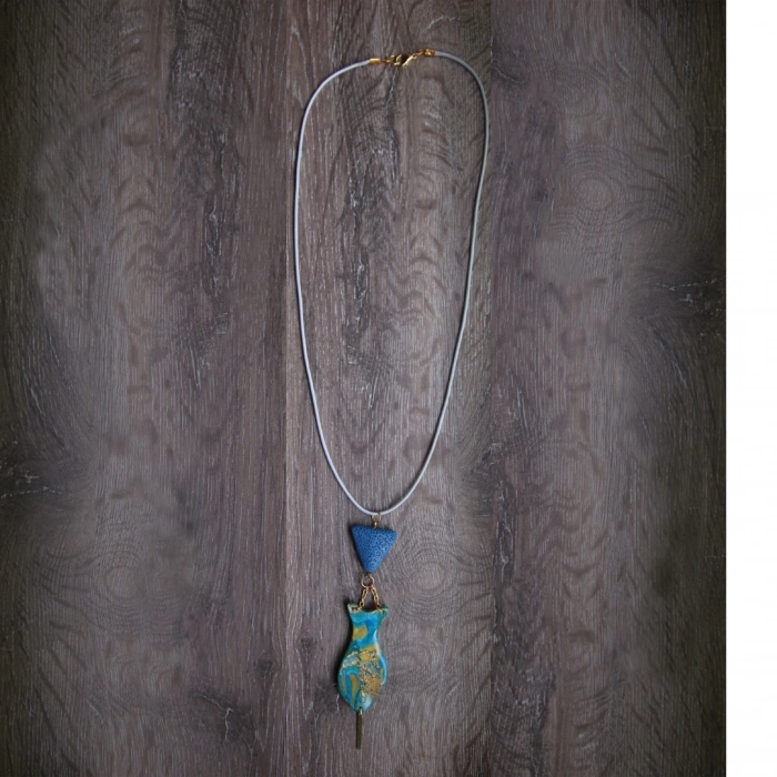 Deri İpli Polimer Kil Kolye