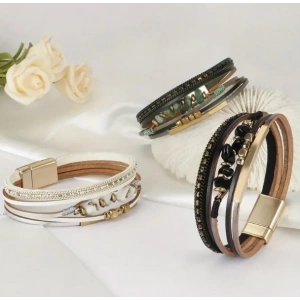 Boncuklu Deri Bileklik