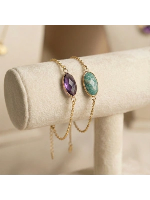 Doğal Taşlı Çelik Bileklik