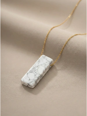 Doğal Taşlı Çelik Zincirli Kolye