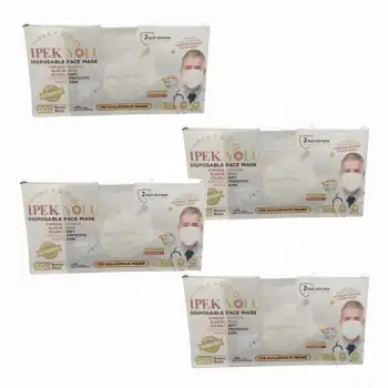 Tek Kullanımlık Maske 3 Katlı Telli Meltblownlu 50li Kutu - Beyaz x 4 Kutu
