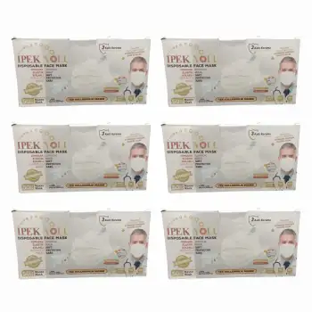Tek Kullanımlık Maske 3 Katlı Telli Meltblownlu 50li Kutu - Beyaz x 6 Kutu