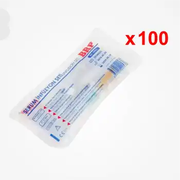 BRP Serum Seti (İnfüzyon Seti) Kilitli (Vidalı Uç) Yeşil Uçlu 100 Adet (25li x 4 Paket)